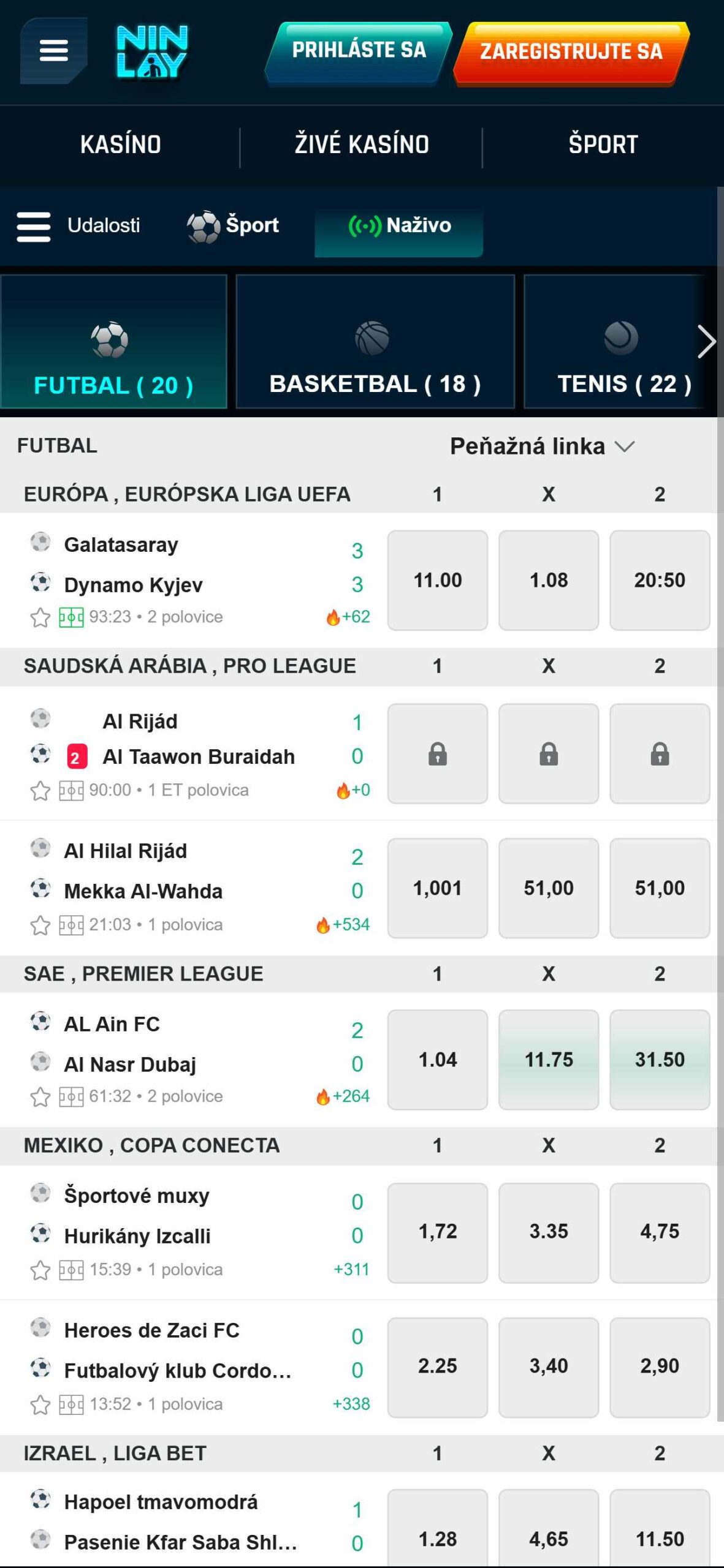 Ninlay Bookmaker Live Betting-Slovensko(mobile), stavkovecentrum.com