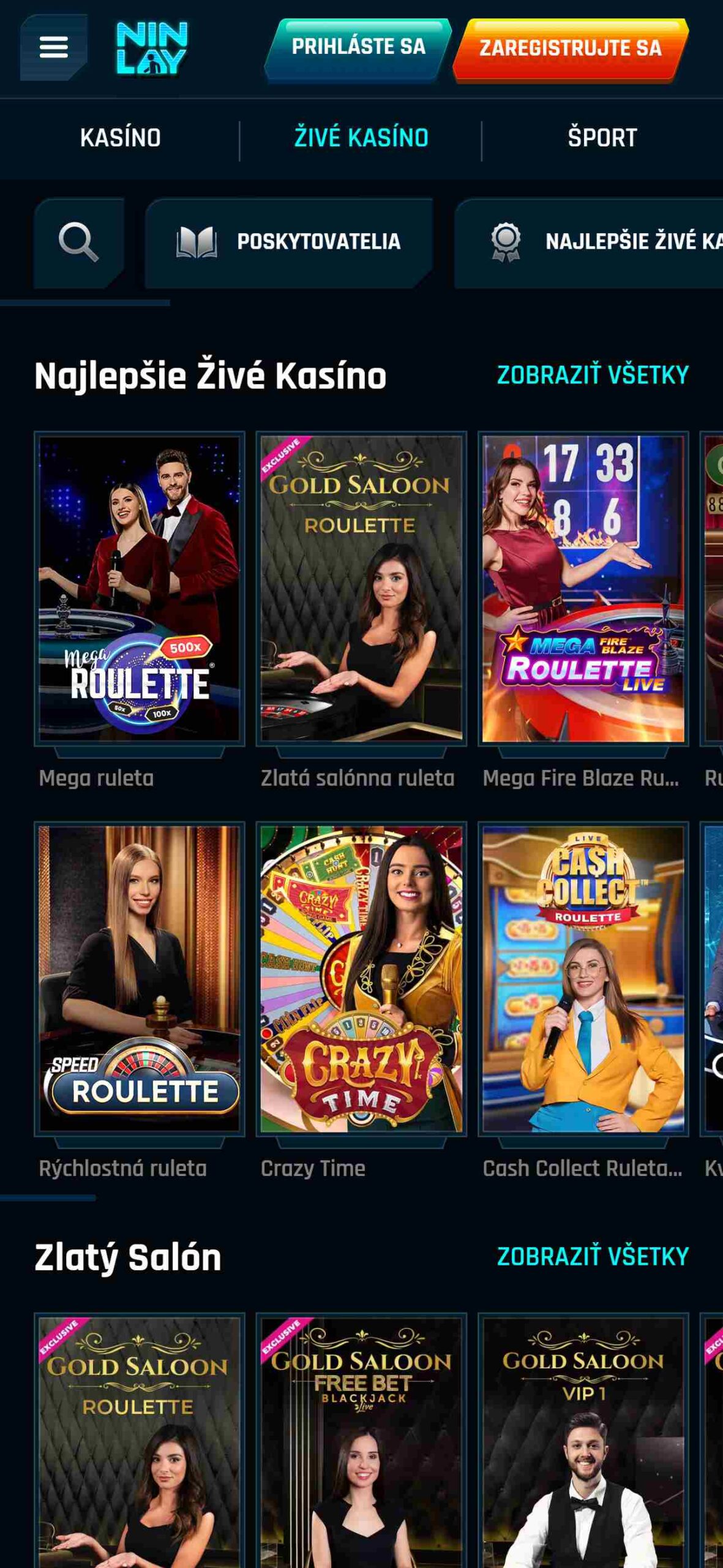 Ninlay Live Casino -Slovensko(mobile), stavkovecentrum.com
