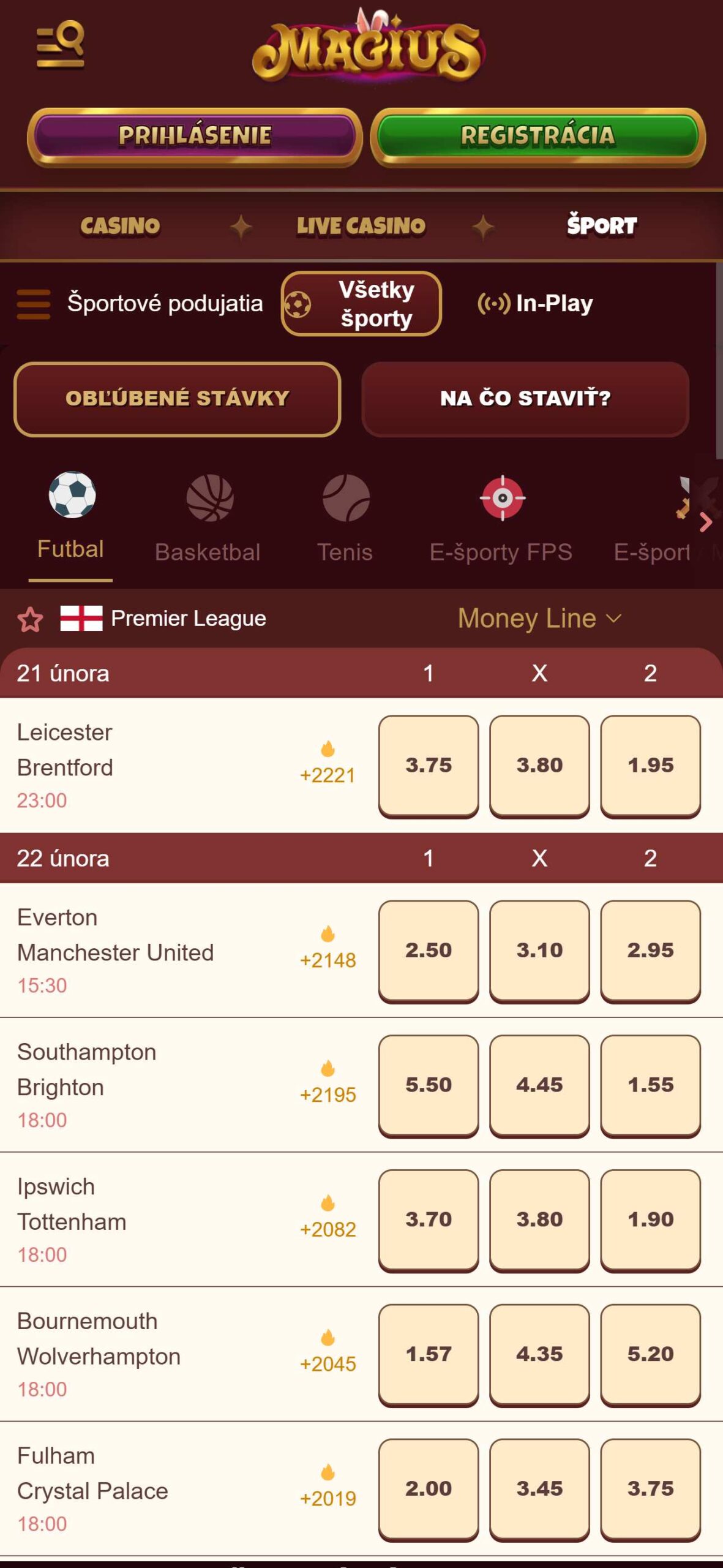 Magius Bookmaker Sport Betting Slovakia (mobile), stavkovecentrum.com