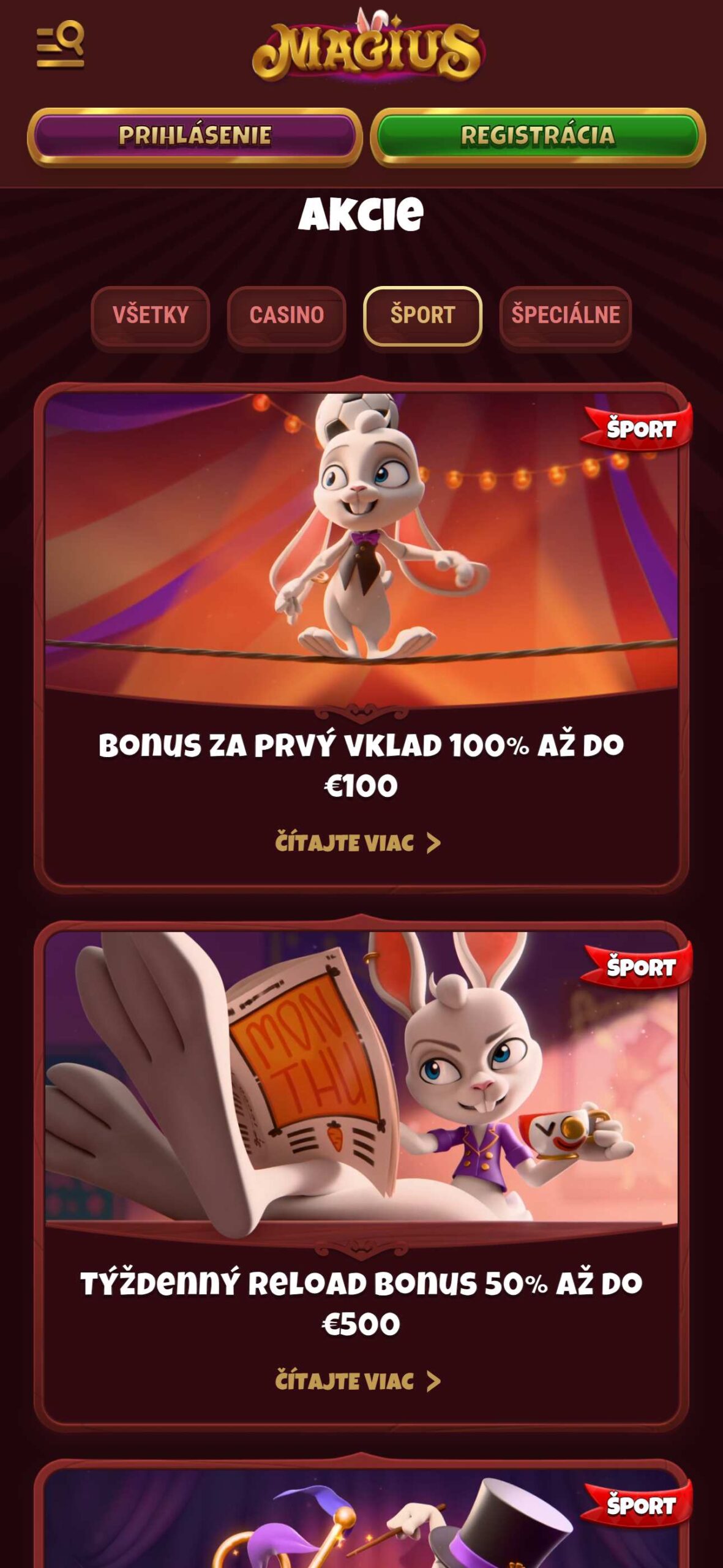 Magius Bookmaker Sport Bonuses Slovakia (mobile), stavkovecentrum.com