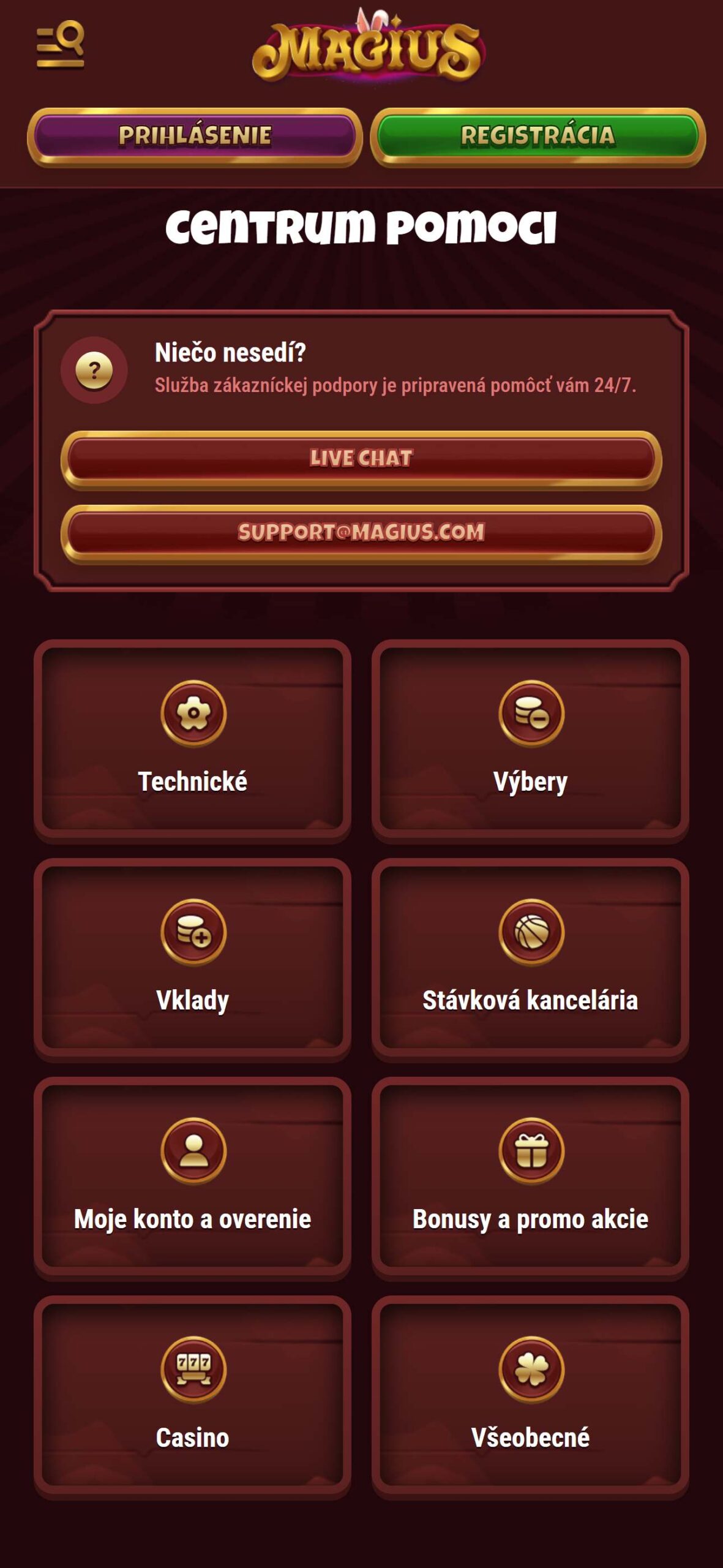 Magius Centrum Pomoci na Slovensku (mobile), stavkovecentrum.com