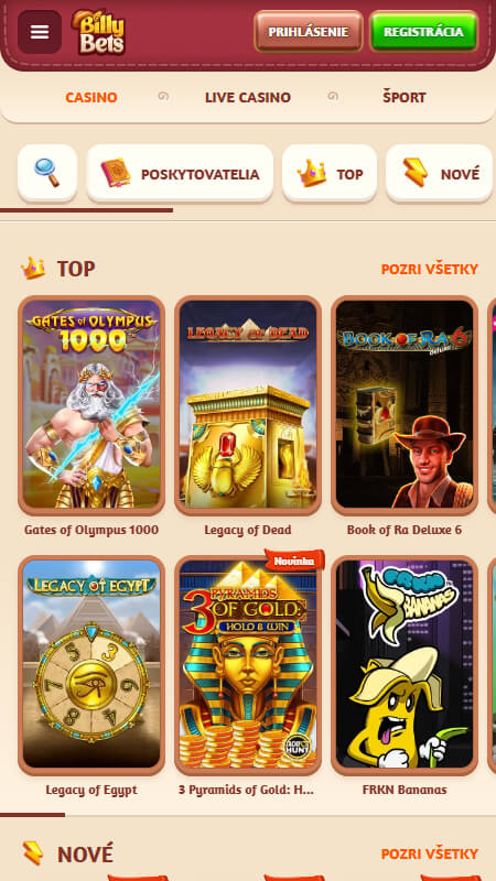 BillyBets casino games Slovakia