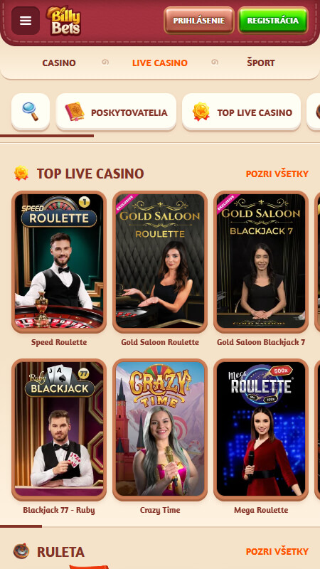 BillyBets casino Live Slovakia