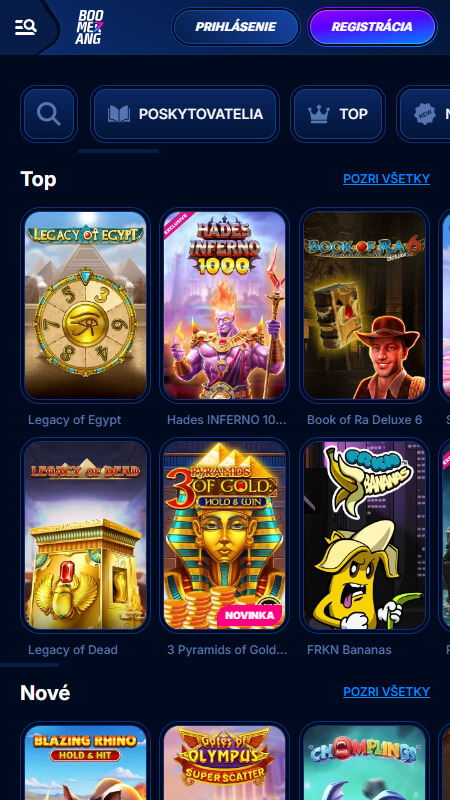 Boomerang Bet casino games Slovakia