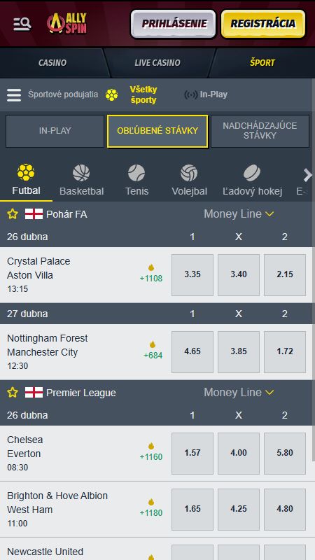 Rozhranie udalostí Allyspin a športových stávok