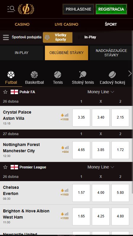 Rozhranie udalostí Legiano a športových stávok