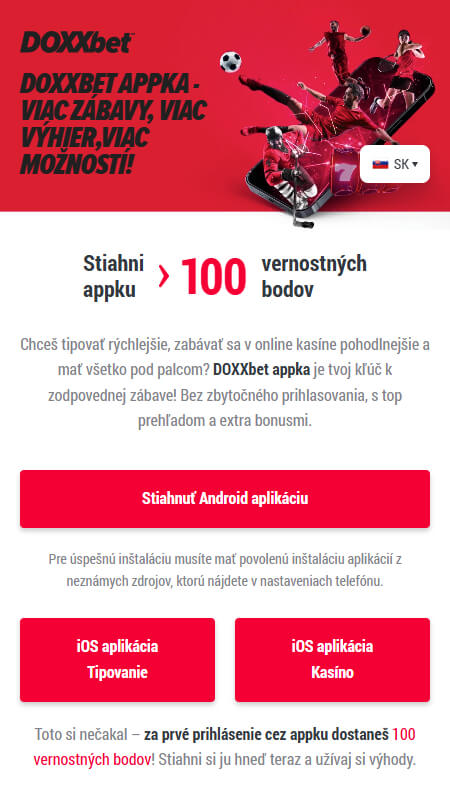 Aplikácia DOXXbet Slovensko