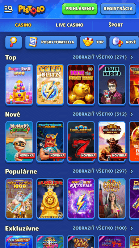 Kasínová sekcia Pistola