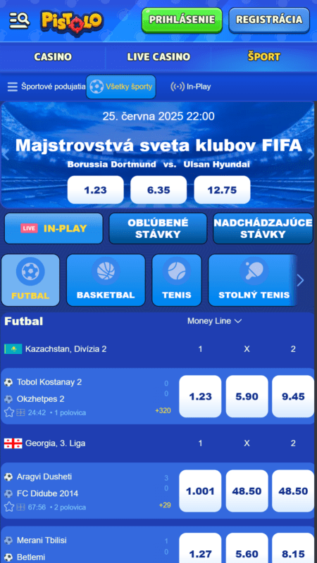 Stávkovanie naživo v Pistole