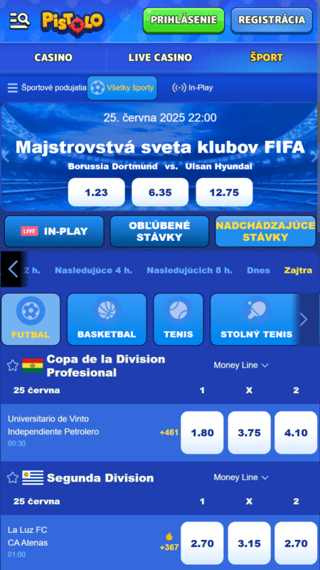 Športové stávkovanie v Pistole