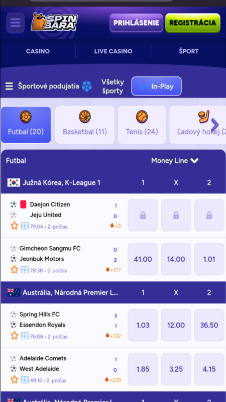 Stávkovanie naživo v Spinbare