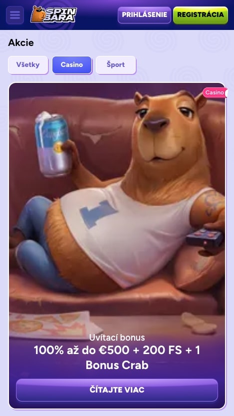 Bonusy a promo akcie v Spinbara