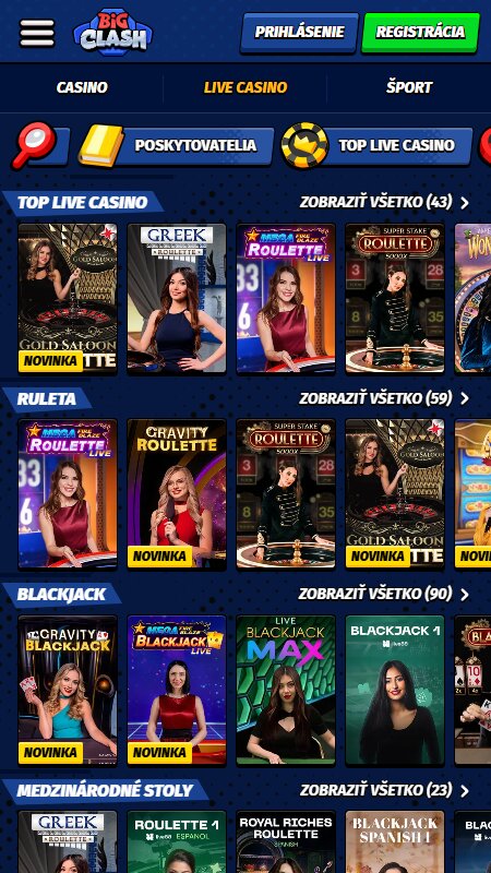 BigClash live casino in Sloakia