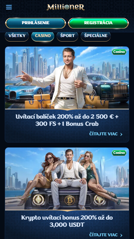 Millioner casino welcome bonuses Slovakia