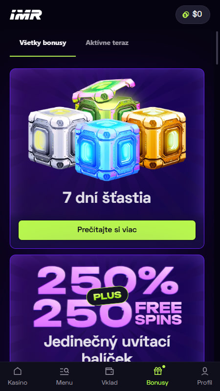 Bonusy a promo akcie v Immerion