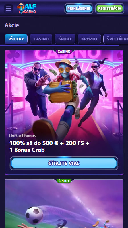Bonusy a promo akcie v Alf Casino 