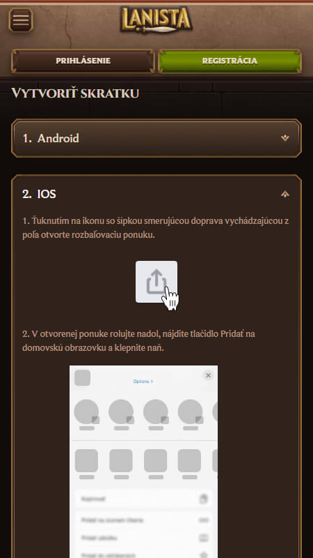 Lanista mobile shortcut