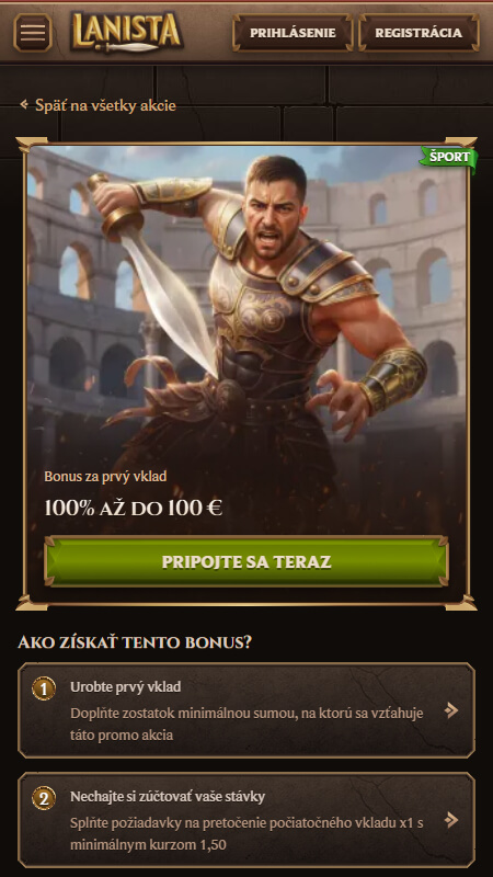 Lanista bookmaker welcome bonus