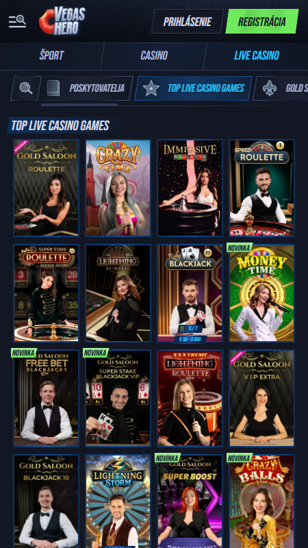 Živé Kasíno Slovensko VegasHero