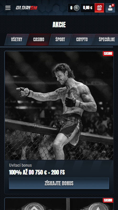 Bonusy a promo akcie v Glorion Kasíne