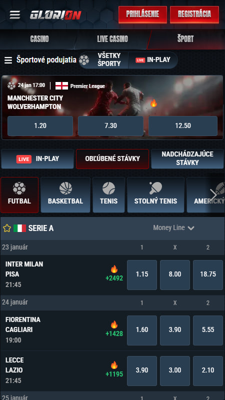 Športové stávkovanie v Glorione