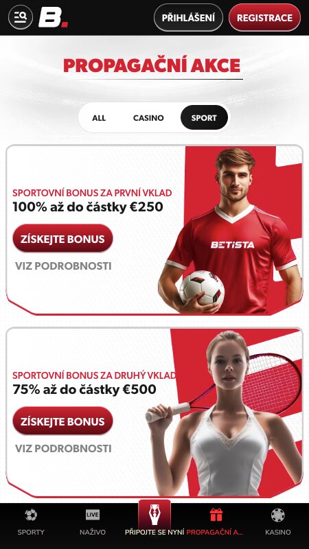Bonusy a promo akcie Betista
