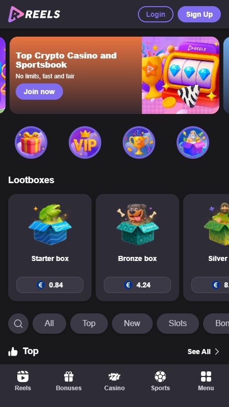 Online domovská stránka ReelsIO