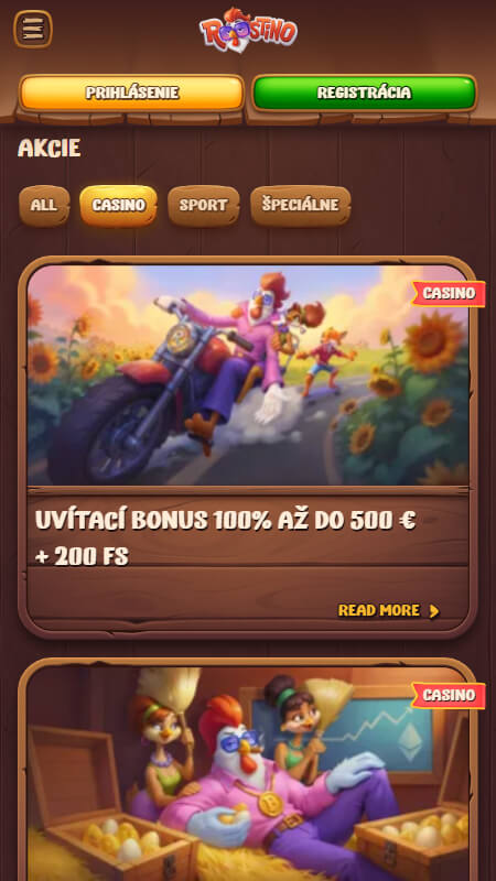 Roostino bonuses at casino