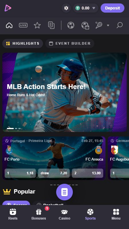 Sekcia online športových stávok na ReelsIO