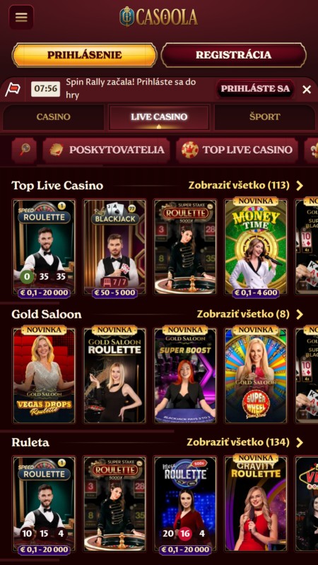 Casoola live casino