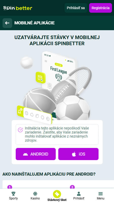 Spinbetter mobile app