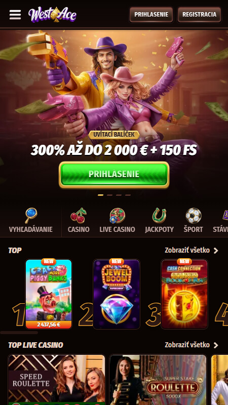 WestAce casino home page