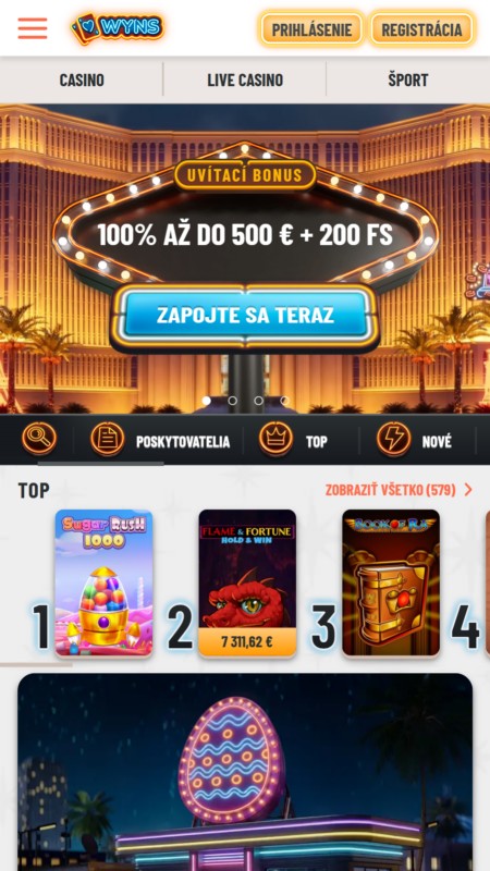 Wyns casino home page