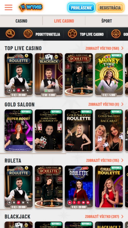 Wyns live casino