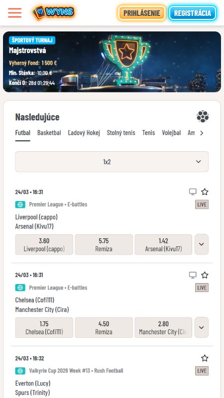 Športové stávkovanie vo Wyns