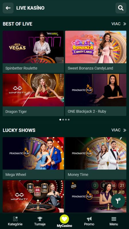 Kasínové hry naživo so Spinbetterom