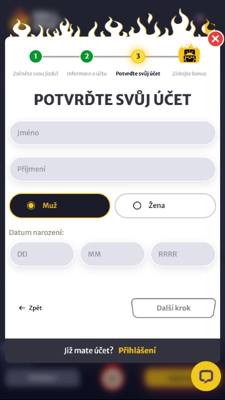 Vytvorenie účtu na Hellspin