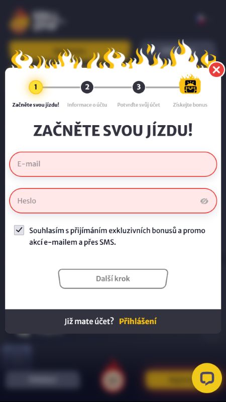 Vytvorenie účtu na Hellspin
