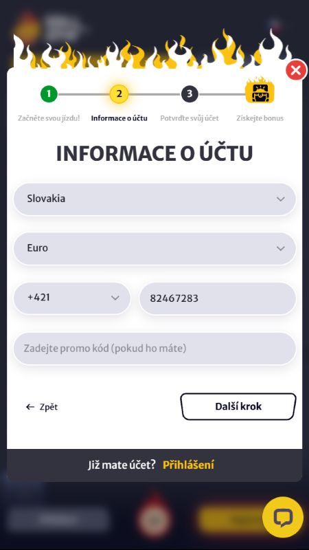 Vytvorenie účtu na Hellspin