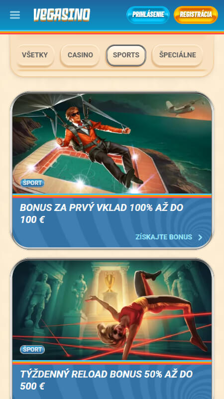 Bonusy a promo akcie vo Vegasino