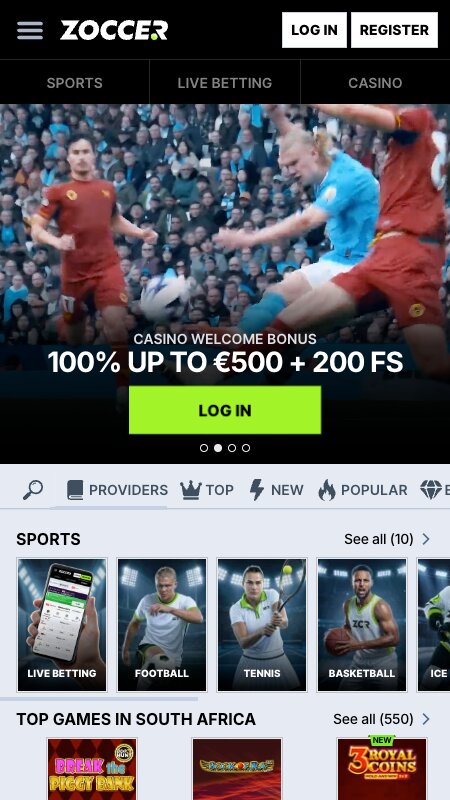 Domovská stránka Zoccer