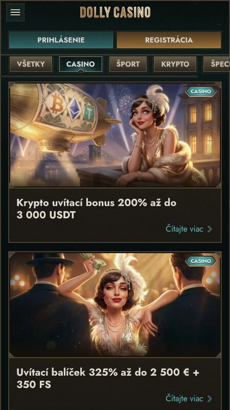Bonusy a promo akcie Dolly Casino