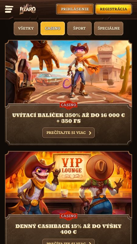 Bonusy a promo akcie Lizaro