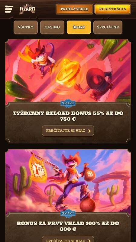 Bonusy a promo akcie Lizaro