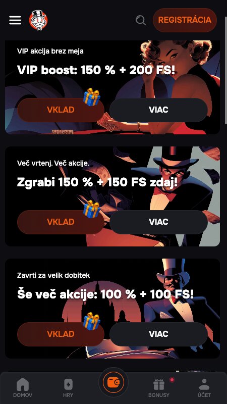 Bonusy a promo akcie Monopoly.win